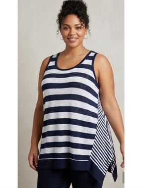 Lane Bryant Tunic stripe tank top Navy & White Size 22/24